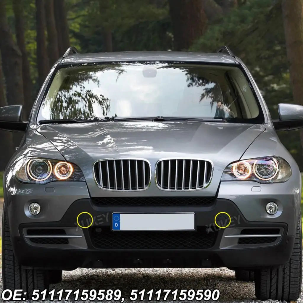 Vordere Abschlepp haken Ösen abdeckung links rechts Stoßstangen-Abschlepp kappe unbemalt 3,0 4,8 für BMW X5 E70 3,0 si 2007 i 2010 d 2008-2015 – Detail 6