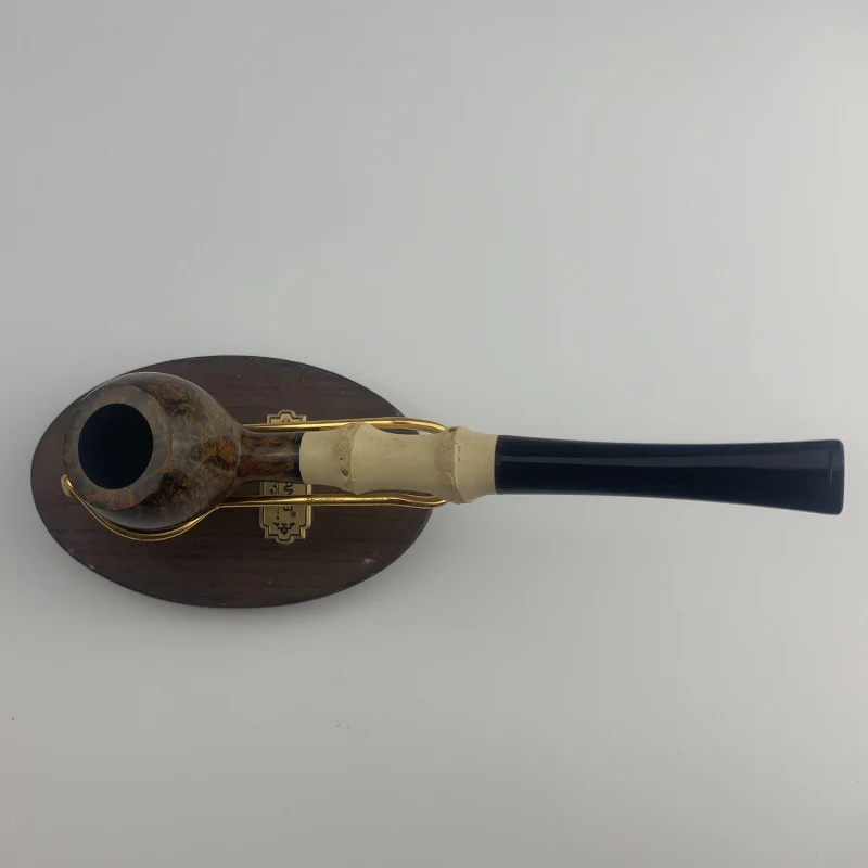 MUXIANG Handmade Briarwood Tobacco Pipe Straight Handle Billiards Pipe Solid Wood Bowl Bamboo wood Pipe Handle Length 170mm