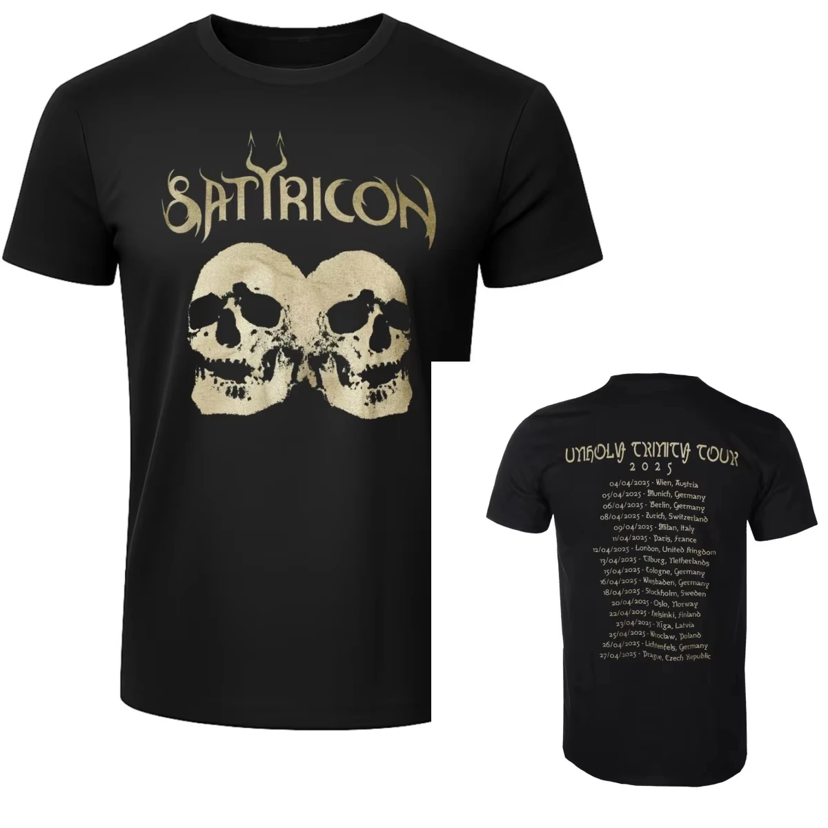Satyricon 'Double Skull Tour 2025' Band Graphic T-Shirt Cotton Men Women Streetwear Tee