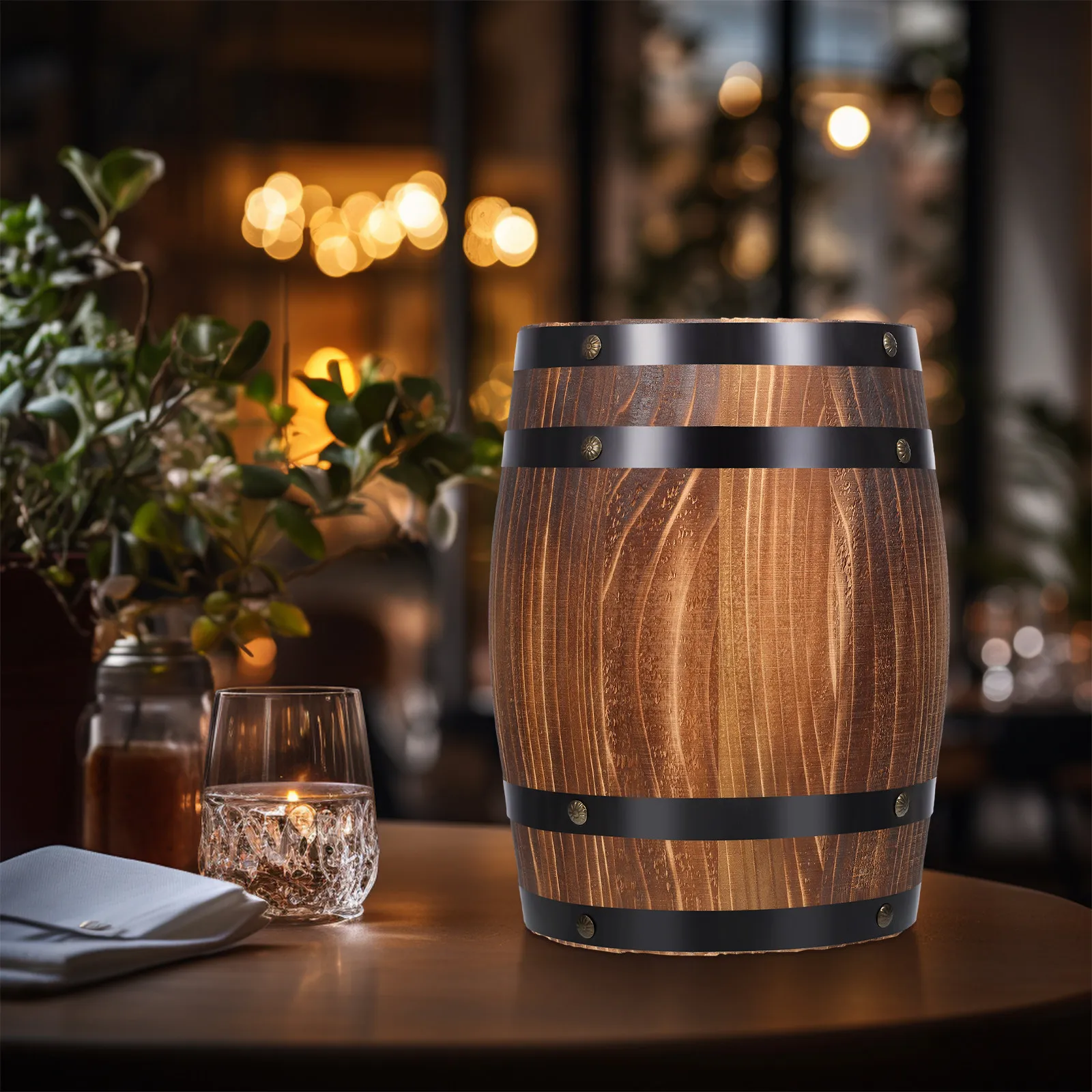 Authentic Wood Wine Barrel Decor Solid Natural Oak Barrel for Bar Interiors Retro Decorative Piece Wine Cellar Photo Prop Living
