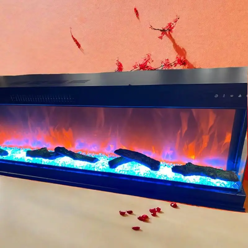 3V 1067 MM European Modern Wall Hanging Fireplace Colorful Crystal Simulation Flame Electric Fireplace Core Heating