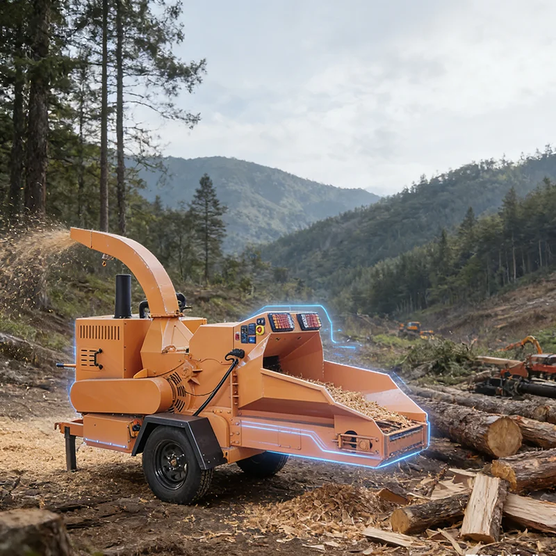 Customized Wood Chipper Machine Chipping Capacity Large Feed Hopper High Output for Log Branch Wood Pallet Recycling Crusher