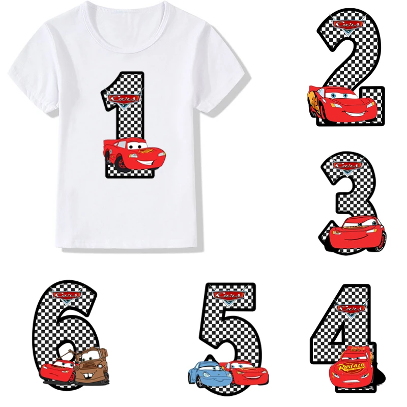 Cars Pixar Lightning McQueen Patches for Clothing Birthday Lucky Numbers 0-9 Heat Transfer Patch DIY Sticker Party Supplies Gift