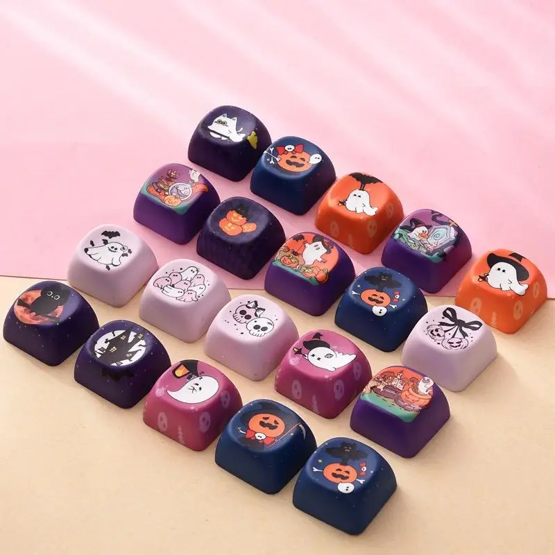Halloween Pumpkin Ghost Printed Keycaps 5/10PCS Custom DIY Keycaps for Mechanical Gaming Keyboard Accessory