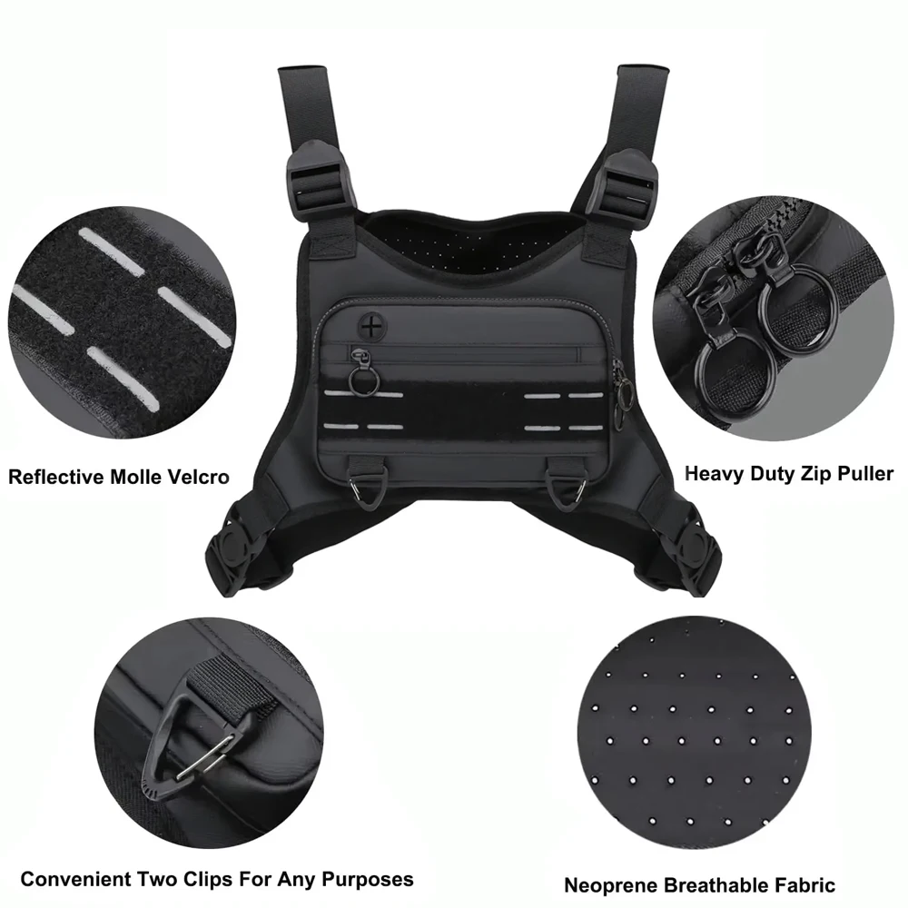 

Спортивная нагрудная сумка, водонепроницаемая, легкая, нагрудная сумка-жилет для бега со встроенным держателем для телефона и дополнительным отделением для хранения