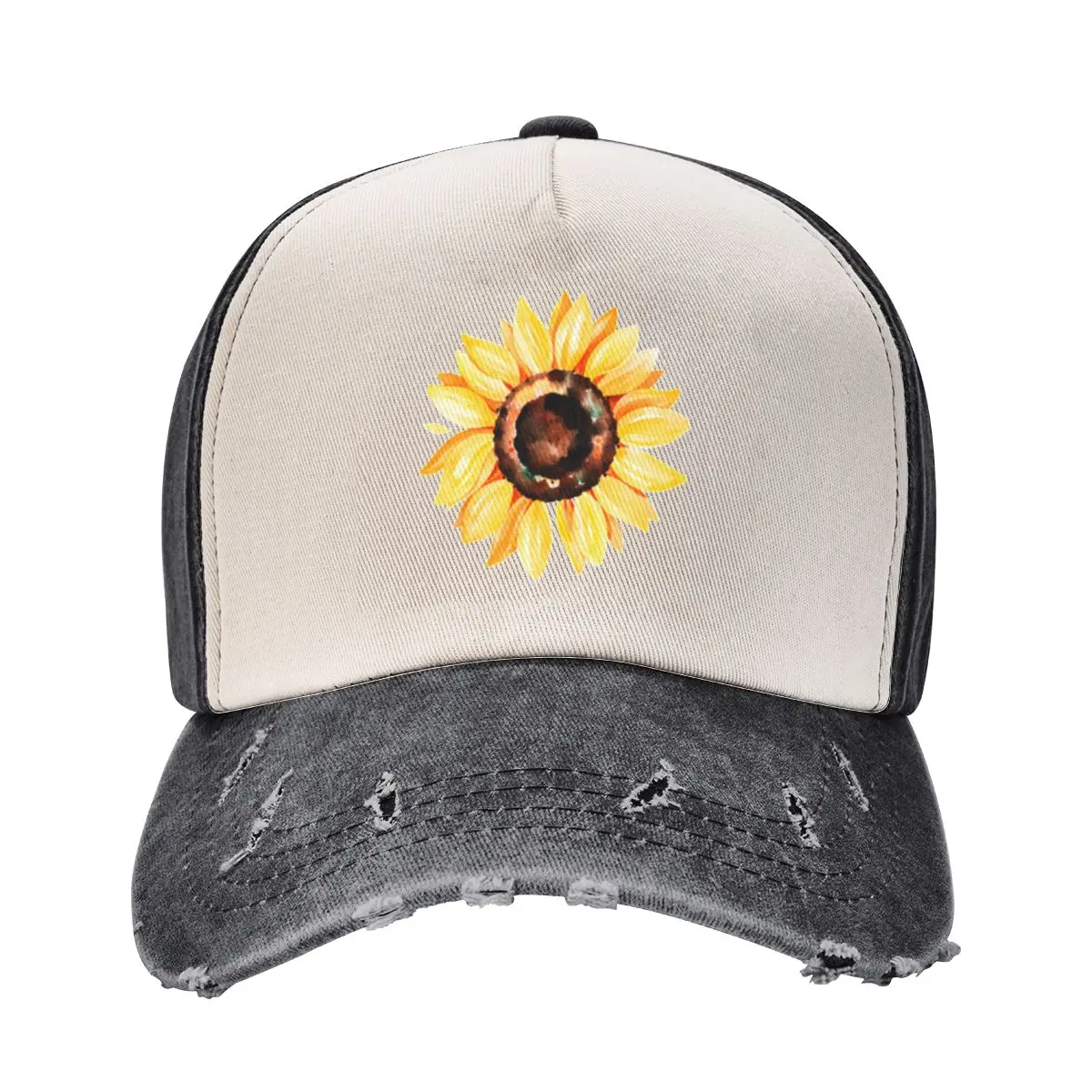 Watercolor sunflower, hand painted yellow flower Baseball Cap Snapback Cap Cosplay Anime Men's Women's