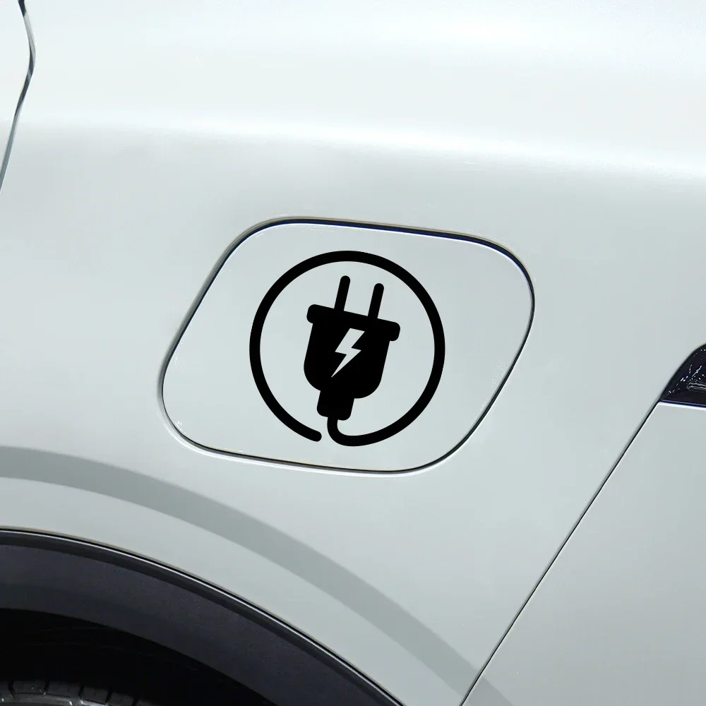1Pc Lightning Electric Plug Vinyl Car Sticker Auto Decal For EV Car Fender Door Body Exterior Funny Decoration Accessory