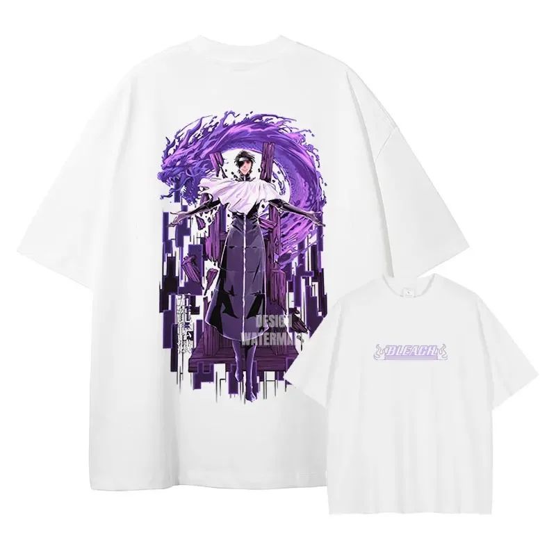 Japanese Anime Bleach T Shirt Oversized Men Women Streetwear Retro Harajuku Renji Uryuu Ichigo White Tees Female Male Clothing