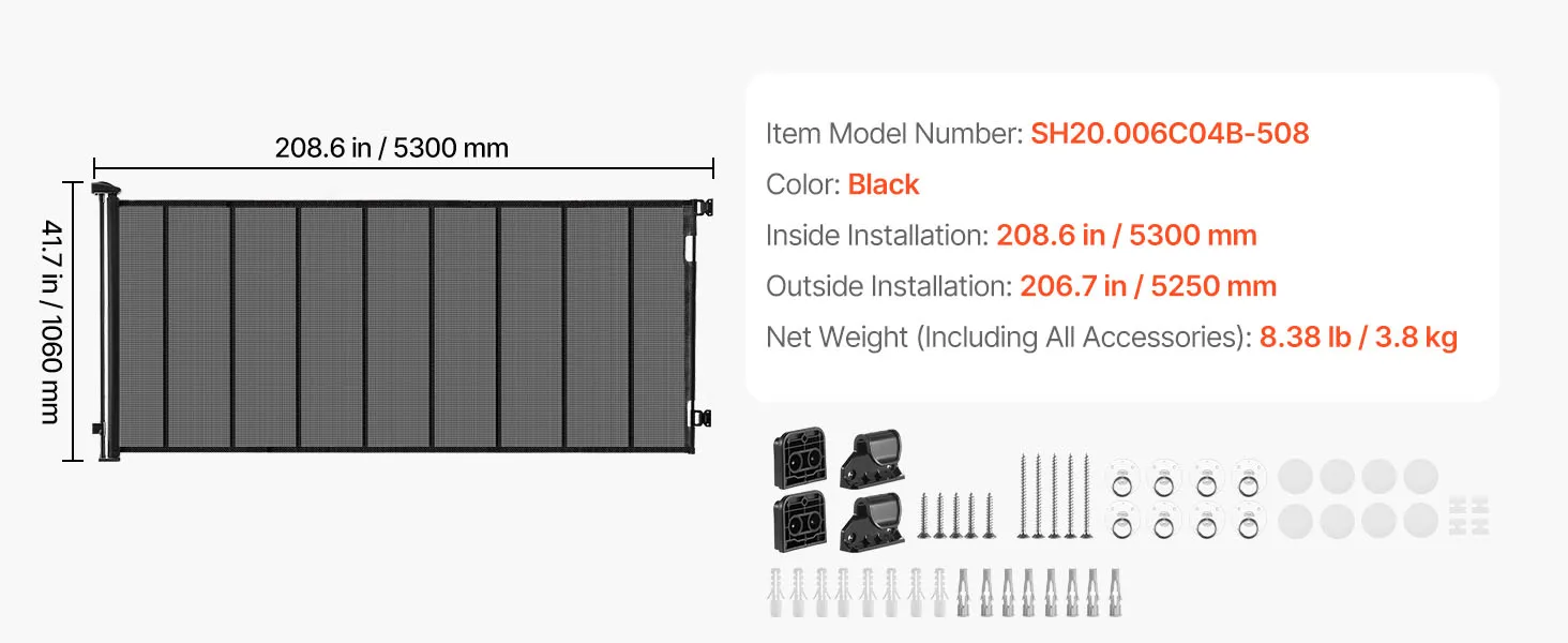 SucceBuy Retractable Baby Gate with Security Lock Walk Through Without Tripping Mesh Dog Gate for Stairs Hallways Indoor/Outdoor