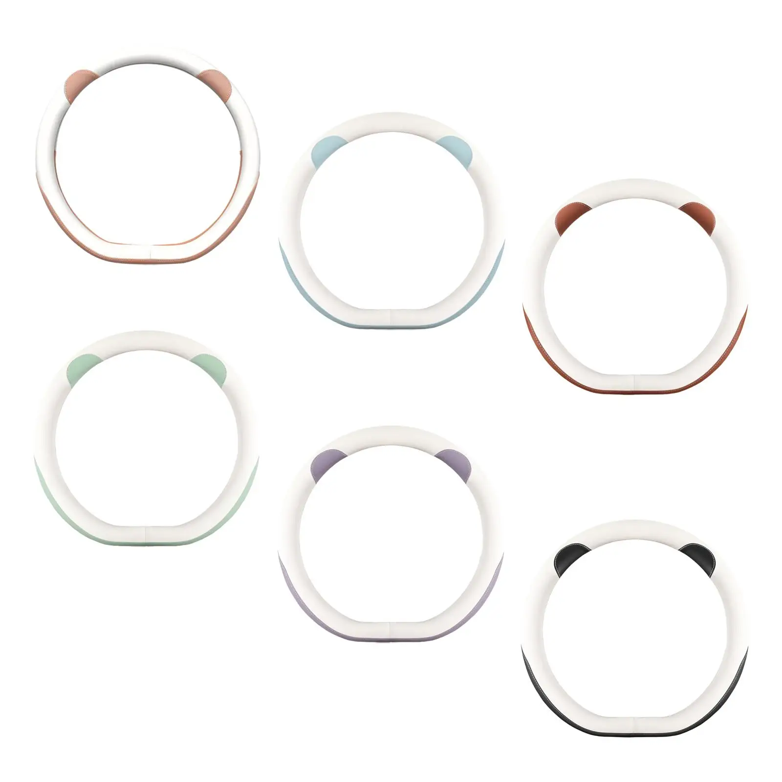Cute Car Steering Wheel Cover for Women PU Leather Anti Skid Protector Fits 15 Inch Auto Interior Warm Touch