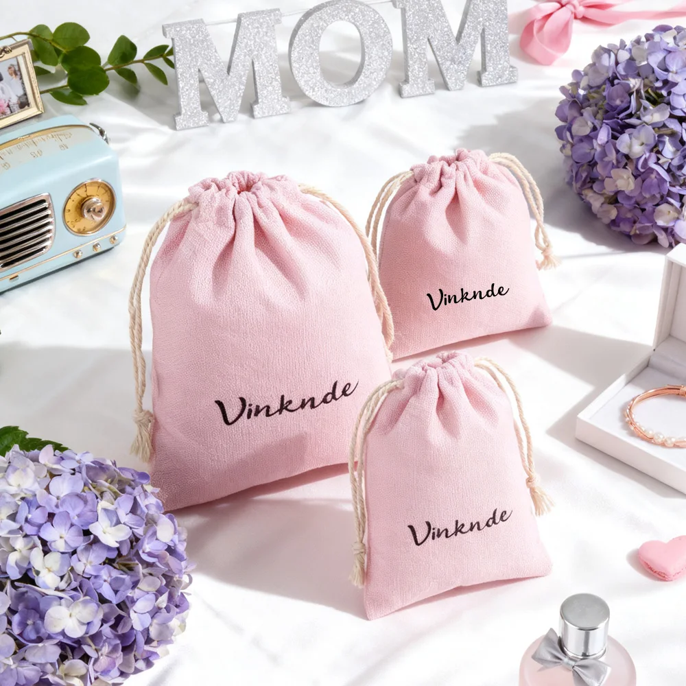 

100Pcs Drawstring Cotton Burlap Bag Jute Gift Bags Custom Logo Size Jewelry Packaging Wedding Pouches Small Wedding Candy Sack