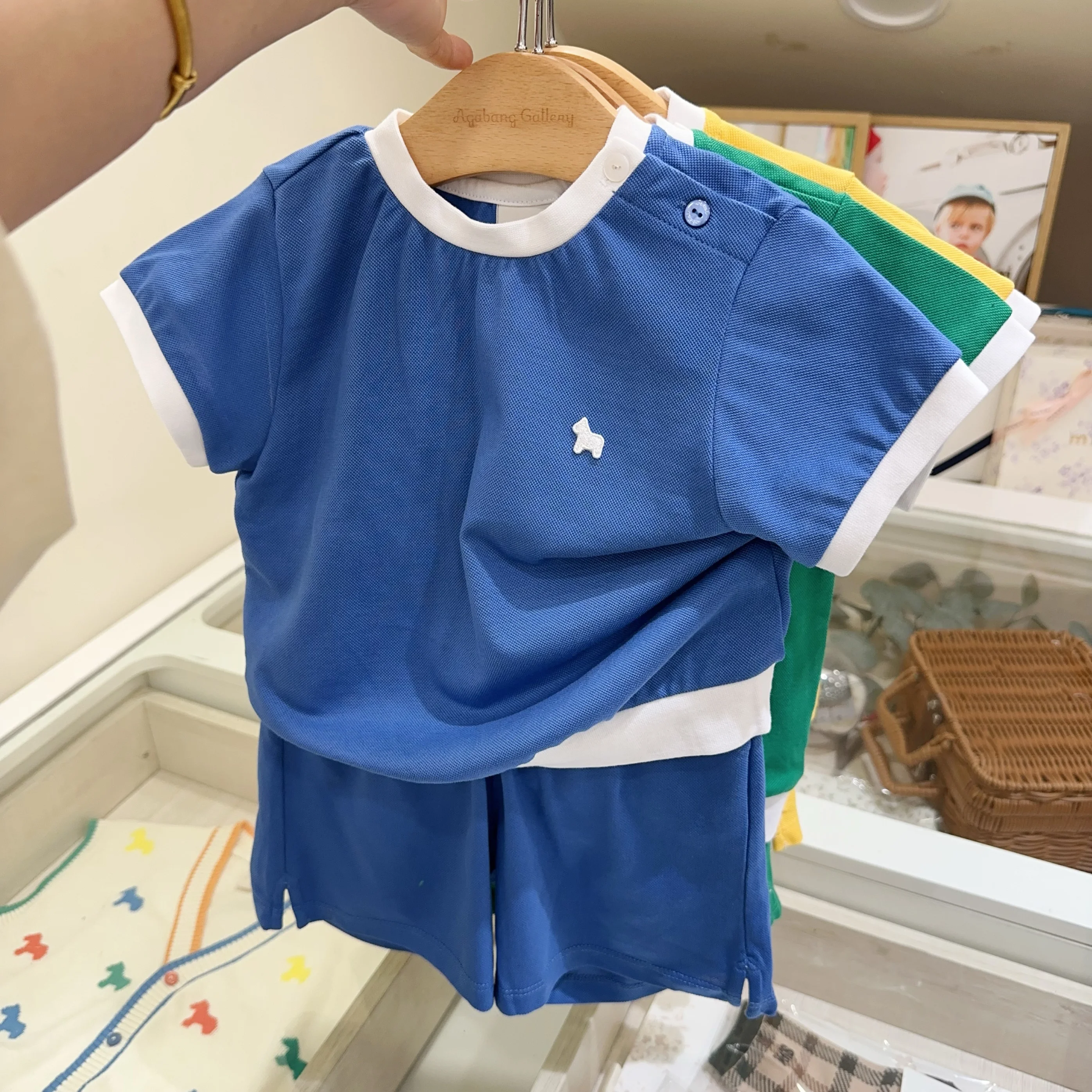 

Summer New Style Children's Cotton round Neck Short Sleeve Sporty Casual Set Boys Girls Baby Clothes Comfortable Versatile Ou...
