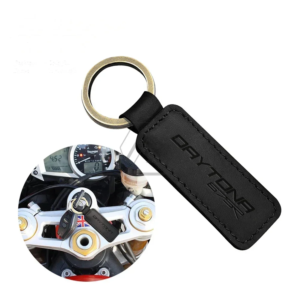

For Triumph Daytona 675 675R Keyring Motorcycle Cowhide Keychain Key Ring