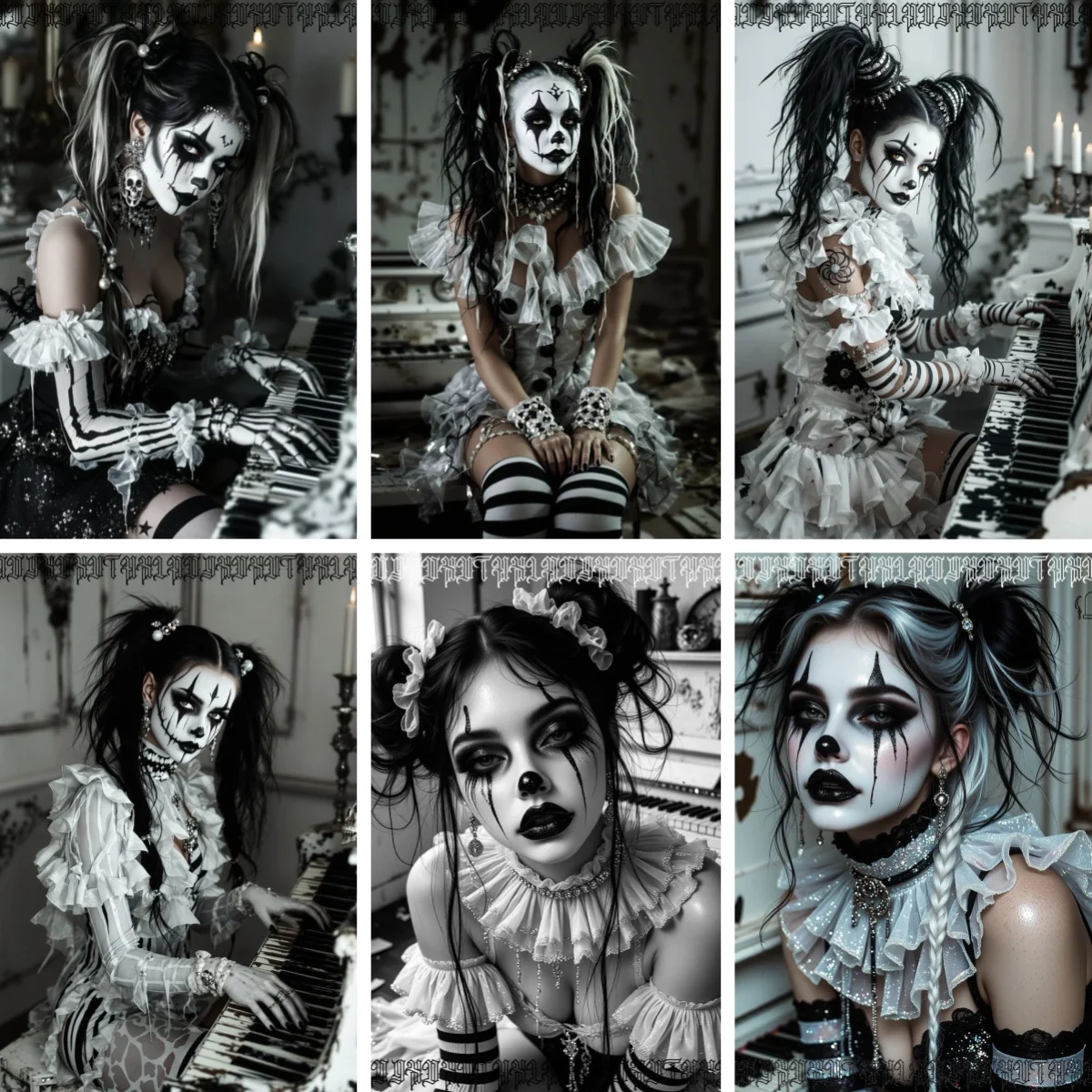 

DIY Diamond Painting Embroidery Cross Stitch White Black Art Halloween Clown Girl Mosaic Painting Handicraft Home Decor