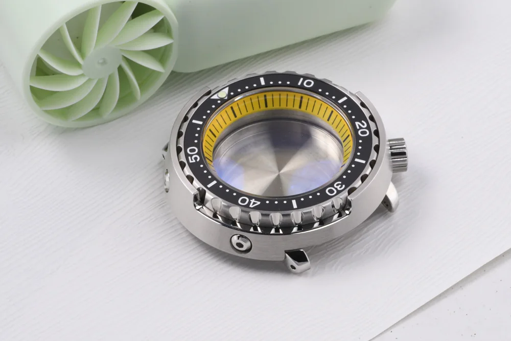 Heimdallr Tuna Taucheruhrgehäuse, 316L Edelstahl, Keramiklünette, 29 mm Zifferblatt, Saphirglas, C3-Leuchtzeiger für NH35/NH36 Uhrwerk – Detail 13
