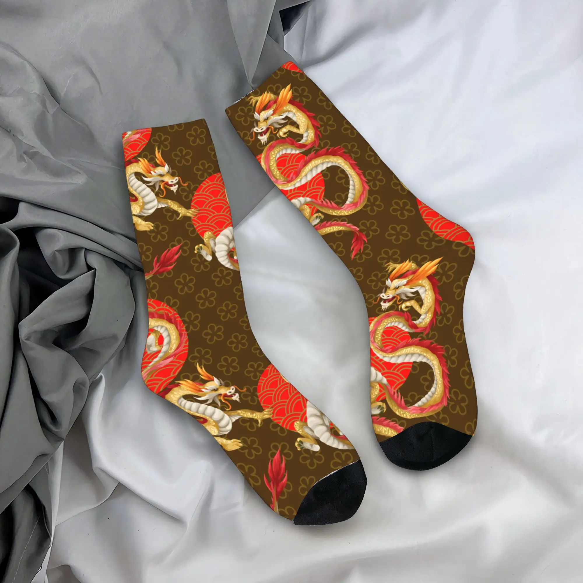 

Seamless Pattern with Dragons Socks Winter Stockings Gothic Adults Men Soft Breathable Socks Design Skateboard Anti Skid Socks