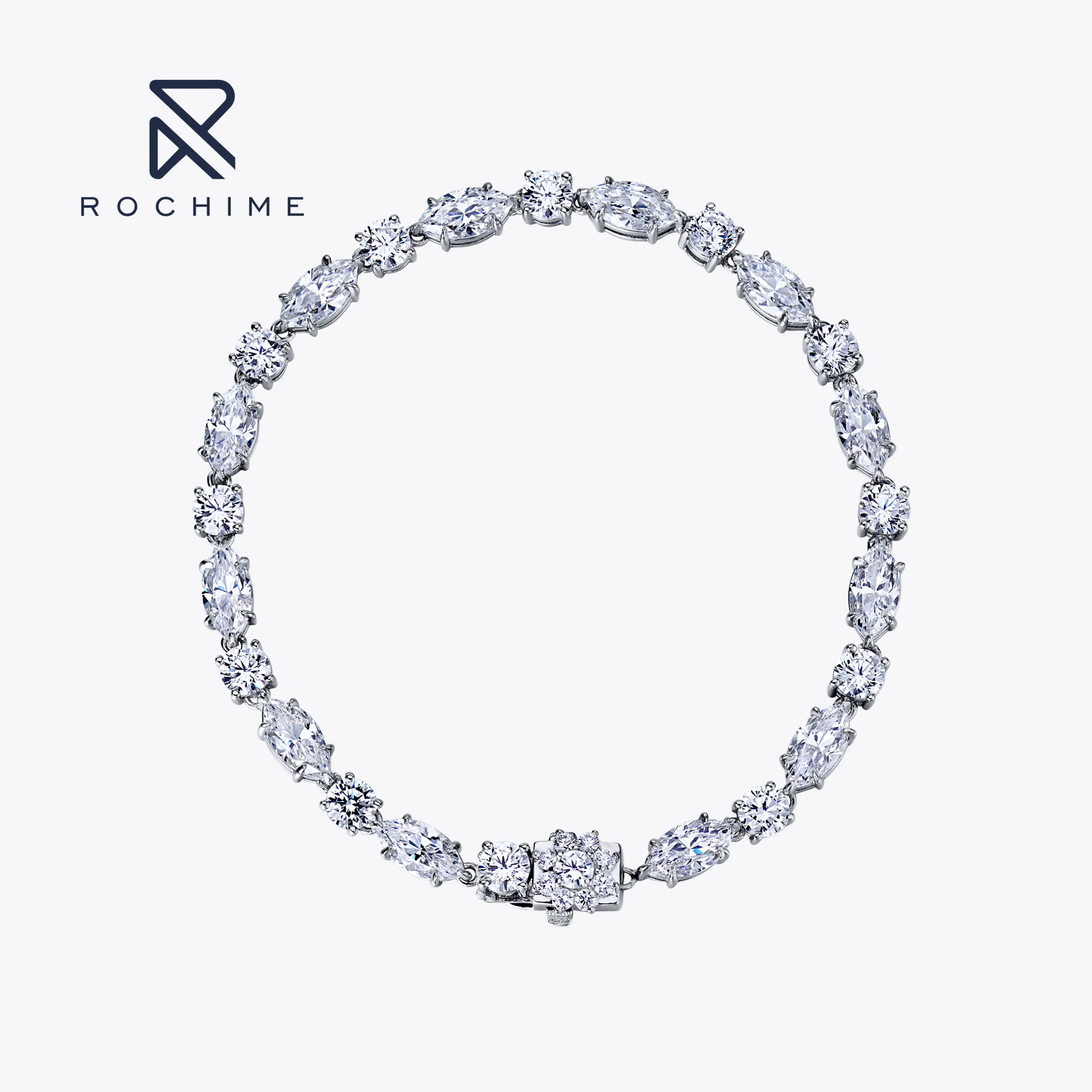 

Rochime Fashion Shiny Branded Marquise Cut Splicing Diamond Bracelet 925 Sterling Silver 5a Zircon Fine Jewelry For Women