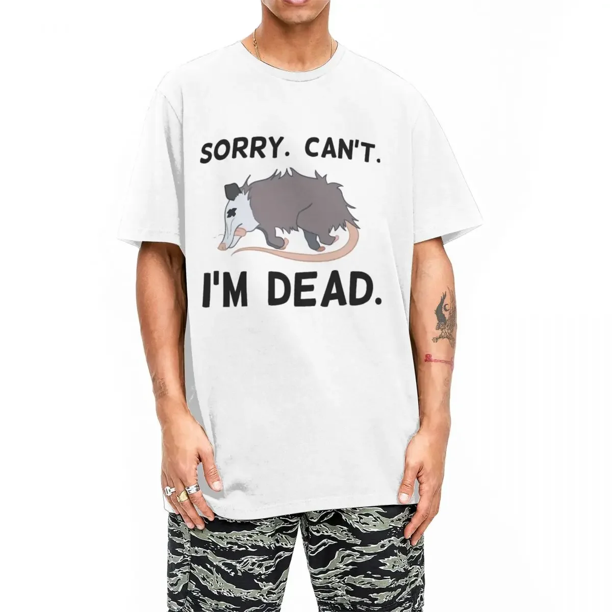 Sorry Can Not I Am Dead T-Shirt Summer Funny Opossum Vintage T-Shirts Cotton Popular Tshirt Men's Short-Sleeve Casual Top Tees image 3