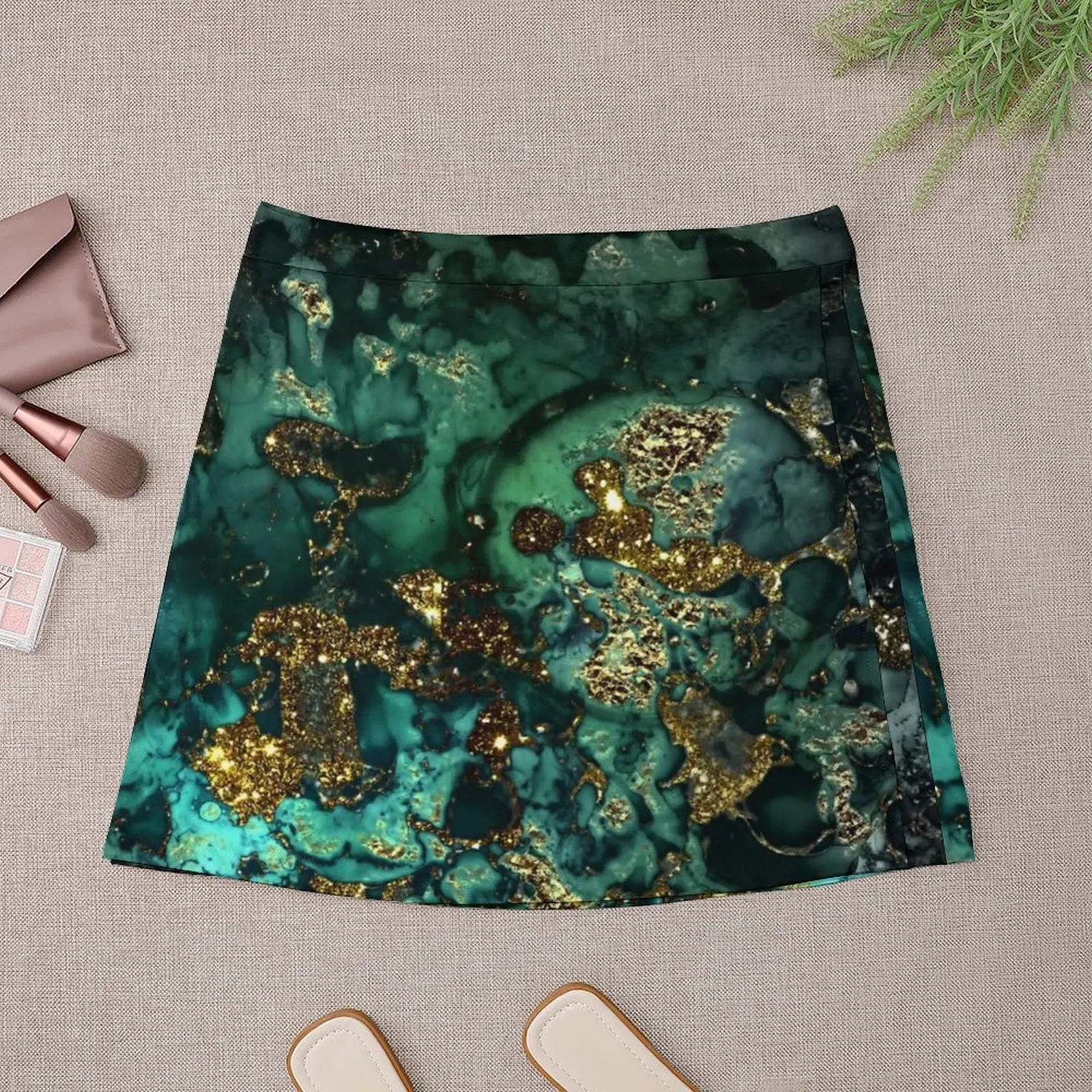 Gold Indigo Faux Malachite Marble Mini Skirt midi skirt for women skirt sets Mini