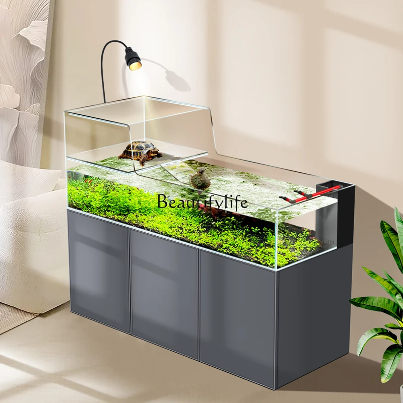 05-Turtle-fish integrated mixed culture amphibious tank ecology large aquarium bottom filter stream tank amphibious turtle breed