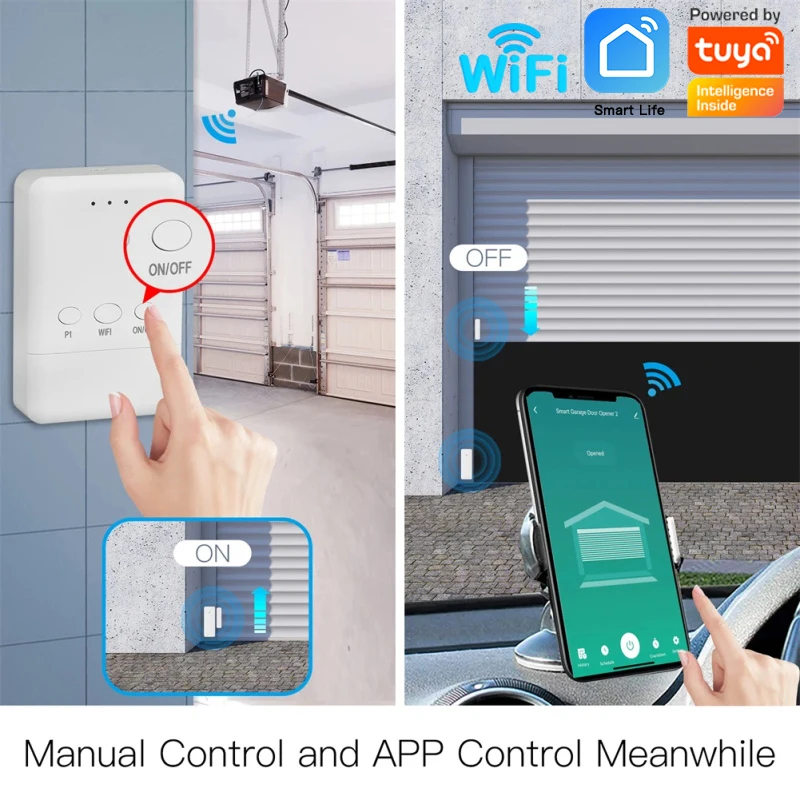 Tuya Wireless WiFi Smart Garage Door Opener Controller APP Remote Control Open Close Monitor Compatible With Alexa Google Home