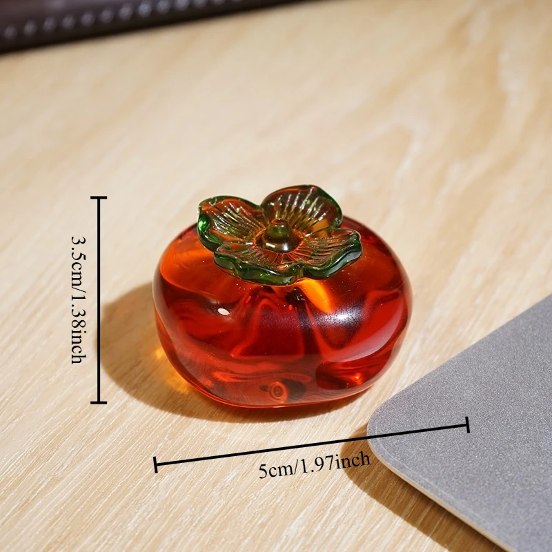 Auspicious Persimmon and Peanut Glass Ornament Festive Symbolism Desk Art Lucky Miniature Gift Bonsai Landscape Craft decoration