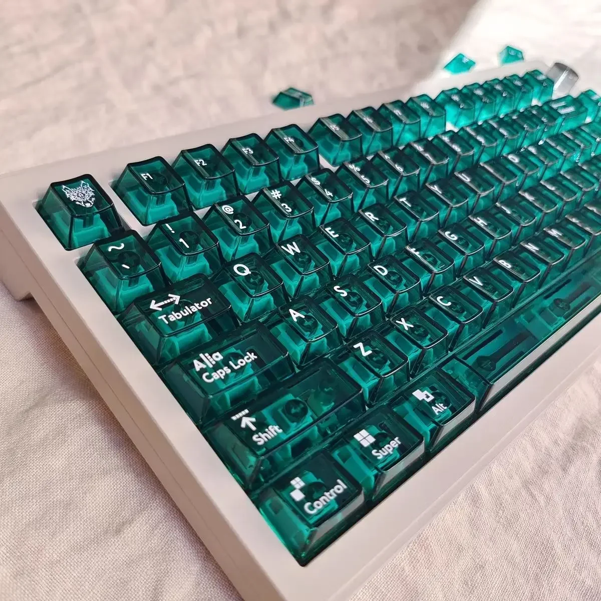 

114 Keys Green Transparency Keycaps Full Set Cherry Height PBT Thermal Sublimation For 61 87 98 104 108 Mechanical Keyboard