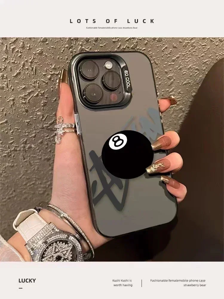 Super Cool No. 8 Billiards Phone Case For iPhone 16 15 14 13 12 11Pro Max XR XS MAX 78Plus MINI Y2K Fashion Anti Fall Back Cover