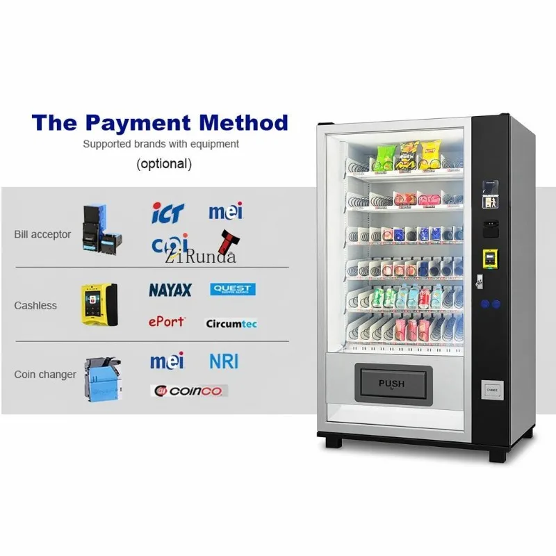 Smart vending machine 7-inch touch screen, refrigerated beverage and snack combination machine MDB