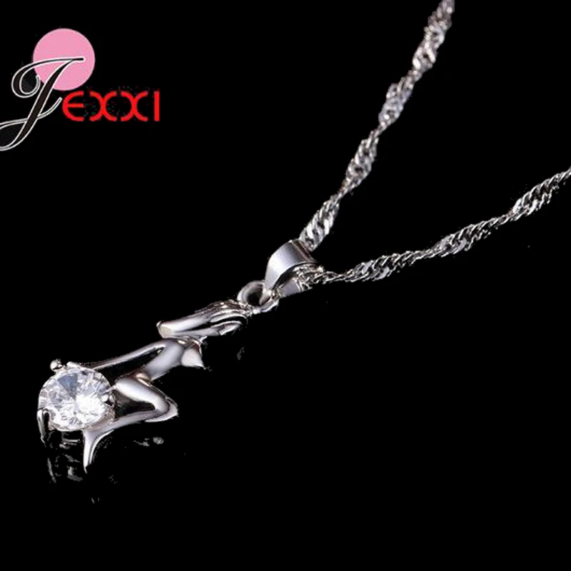 High Quality 925 Sterling Silver Elegant Wedding Bridal Dress Luxury Cubic Zirconia Jewelry Set Necklace Earrings Set