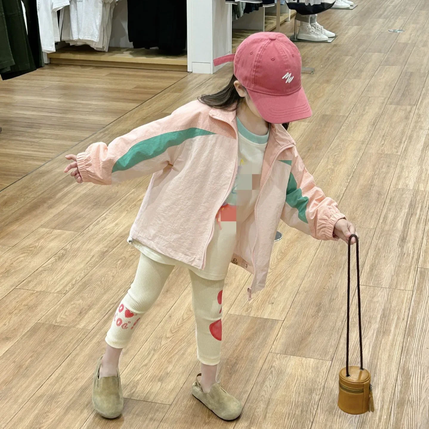 Coat Autumn New Korean Childrens Clothing Girl Color Loose Color Blocking Causal Time Motion Cardigan Open Stitch 2024