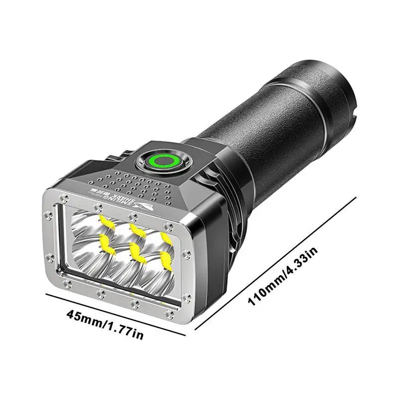 1500mAh 100000 Lümen Meşale 6 Led 4 Dişli El Feneri Şarj Edilebilir Yağmur Geçirmez Spot Açık Kamp Yürüyüş Için Led El Fenerleri