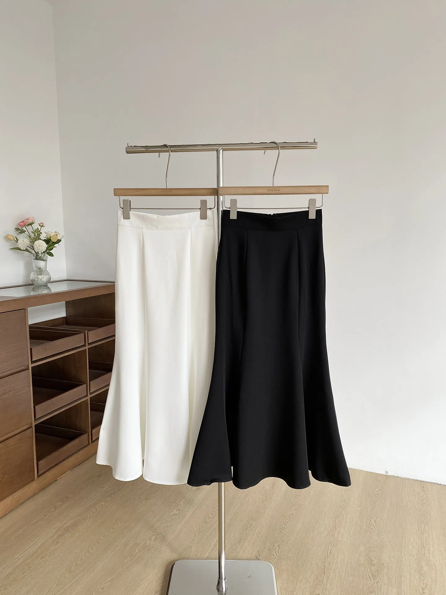 KXZ High Waist Midi Fish Tail Skirt Women's Slimming Elegant Style Polyester Fiber Standard Version Summer Collection