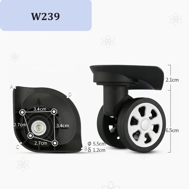 For W282 Luggage Silent Swivel Wheels German Precision Steel Bearings Noise-Free Replacement Wheels for Late-Night Flights
