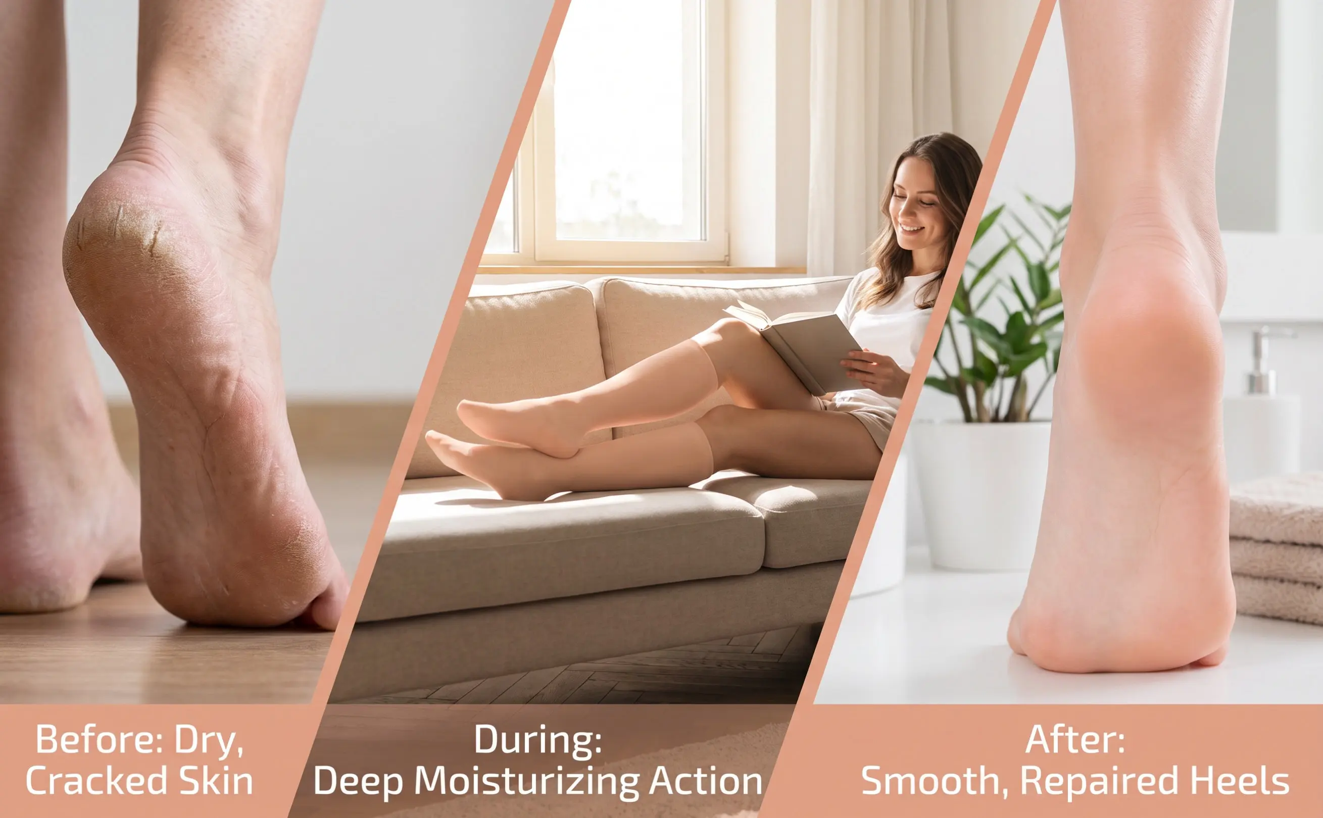1Pair Dry Cracked Foot Moisturizing Socks Long Foot for Women Hydrating Softening Skin Repair