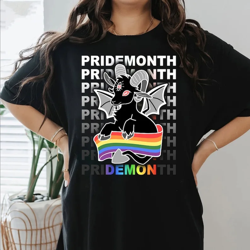 Funny T Shirt Pride Month Demon Pride Month Tee Shirt Satan Tshirt for Pride Month Gift Demon LGBT Rainbow Flag Tee