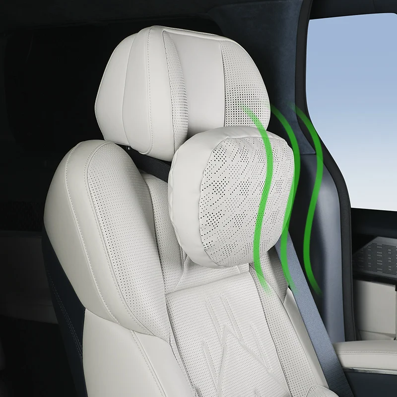 For ZEEKR 009 X 001 007 NAPPA leather material Car Headrest Neck Support Seat Lumbar Support cushion Breathable Soft Neck Pillow