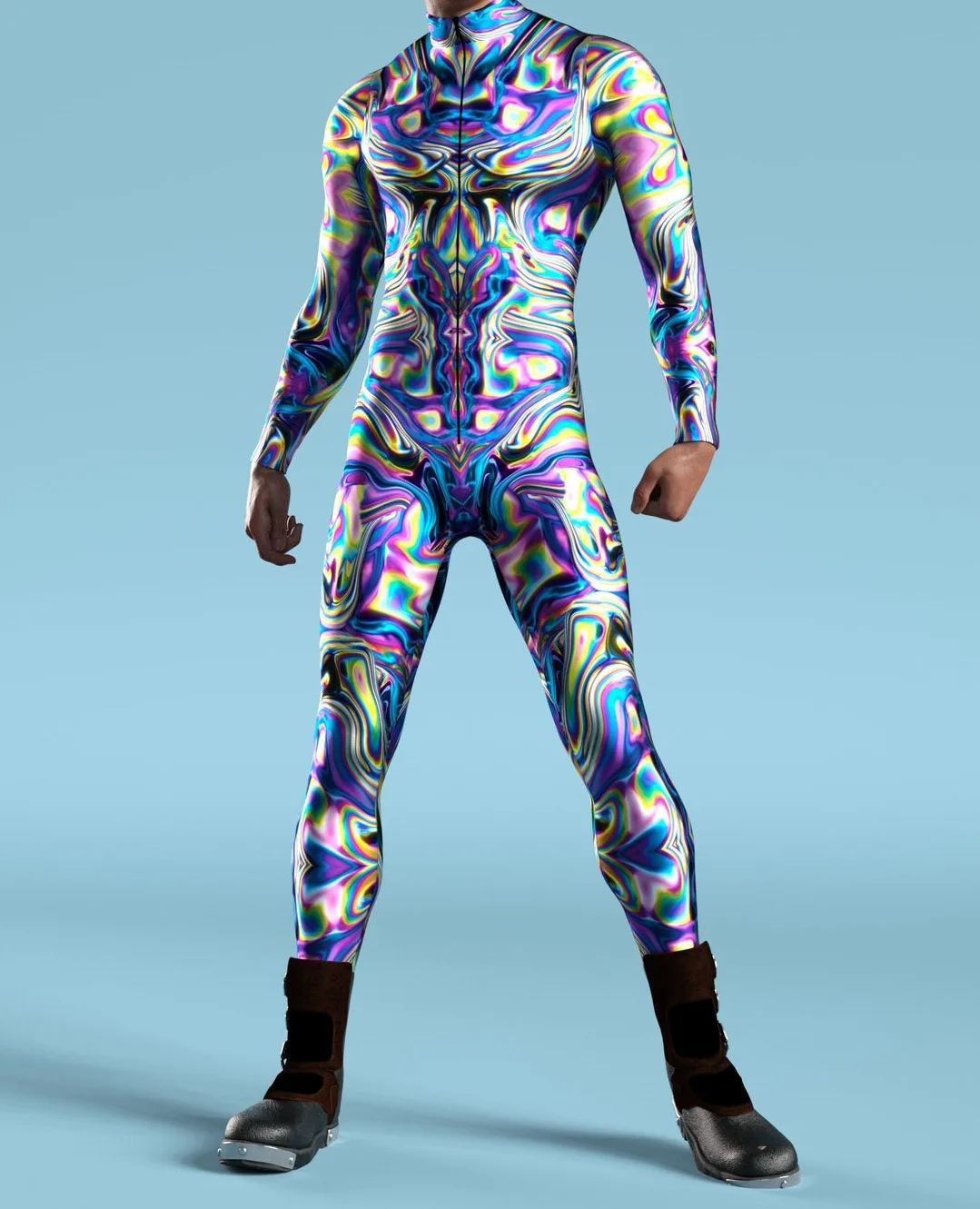 Mono con estampado Digital 3D Punk para adultos y hombres, mono ajustado de manga larga para fiesta de carnaval, actuación, Zentai, Halloween, nuevo