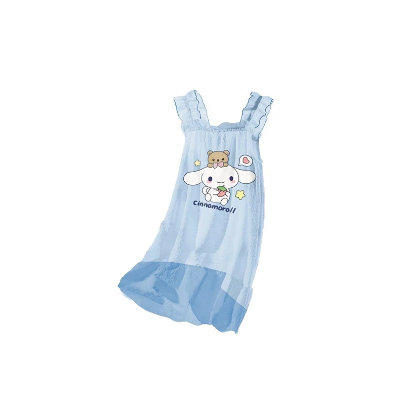 2024 New Children Pajamas Sanrioed Kawaii Anime Kuromi Cinnamoroll My Melody Summer Cute Cartoon Girls Nightdress Gift for Kids