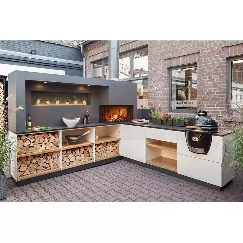 FOODLINE Complete Outdoor Kitchen Unit With Sink Storage Cabinet Anti-rust Outdoor BBQ Cooking Counter For Villa Garden Use