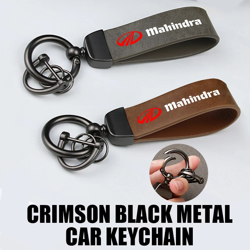Llavero de coche 3D de metal y cuero con emblema automotriz, accesorios para Mahindra Bolero Thar XUV700 ‌   XUV3XO Scorpio KUV100 ‌   Roxor ‌