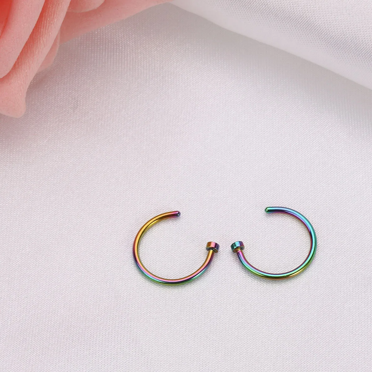

2 Pcs Daily Jewelry Titanium Hoop Nose Ring Surgical Steel Piercings Hoops Stud