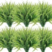 2Pcs Artificial Plants Plastic Twigs Fake Plants Greenery Boston Ferns Outdoor UV Resistant Arrangement Wedding Party Home Decor