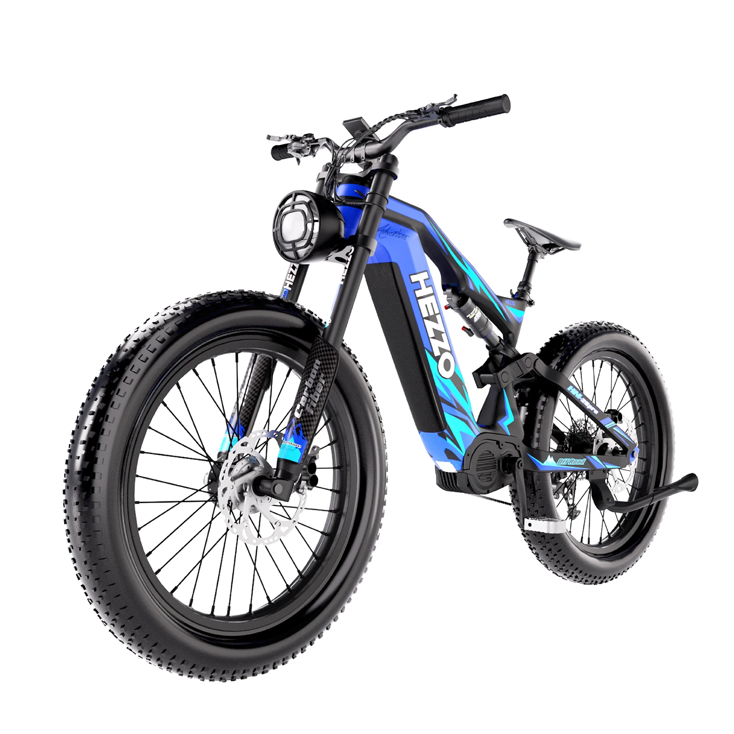 HEZZO Carbon Ebike K9 All-Terrain Fat Tire 52V 1000W BAFANG M20 Middrive Electric Bike 160Nm Powerful Electric Bike Hydraulic Suspension & Seat Post 21Ah 63Miles Long Range 26X4.8Inche Electric Bicycle