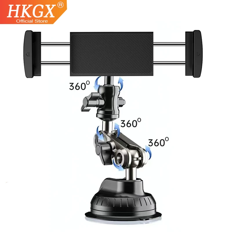 Universal Metal Tablet Phone Holder in Car Ball Head Bracket Suction Cup Mount 360 Rotation Stand for iPad 12.9