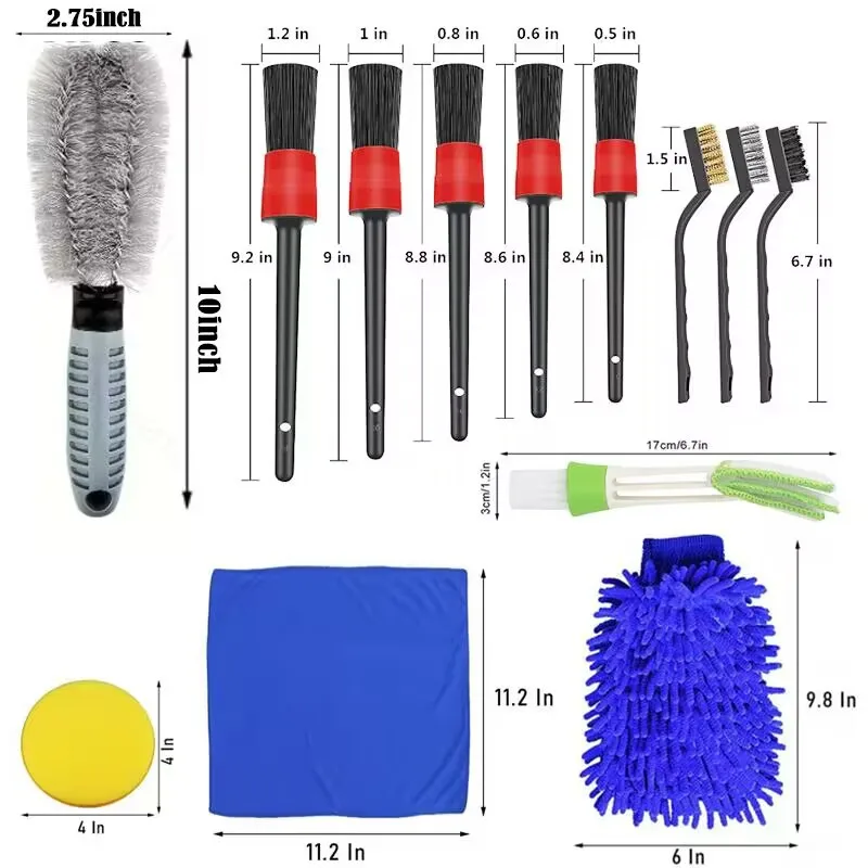 14Car Beauty Tools Cleaning Brush Detail Brush Suit Car Detail Kit Interior Cleaning Polishing Kit