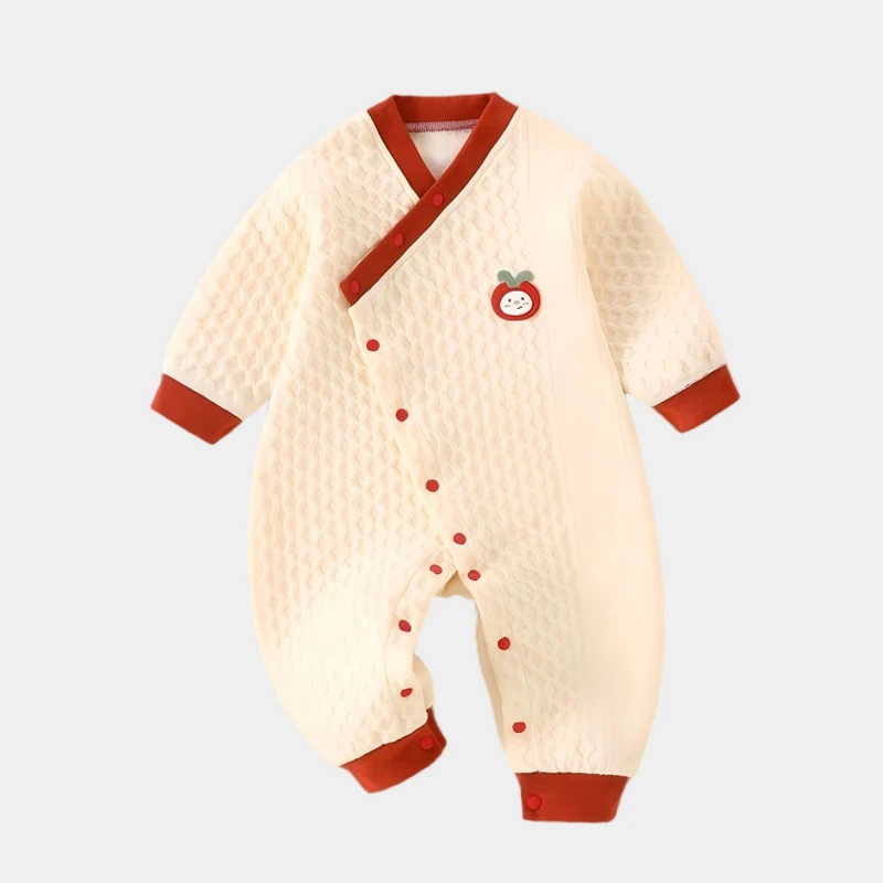 Costume chaud en coton pour nouveau-nés, ensemble 2 pièces, body d'entrée, respirant et confortable, vêtements pour bébé, automne et hiver