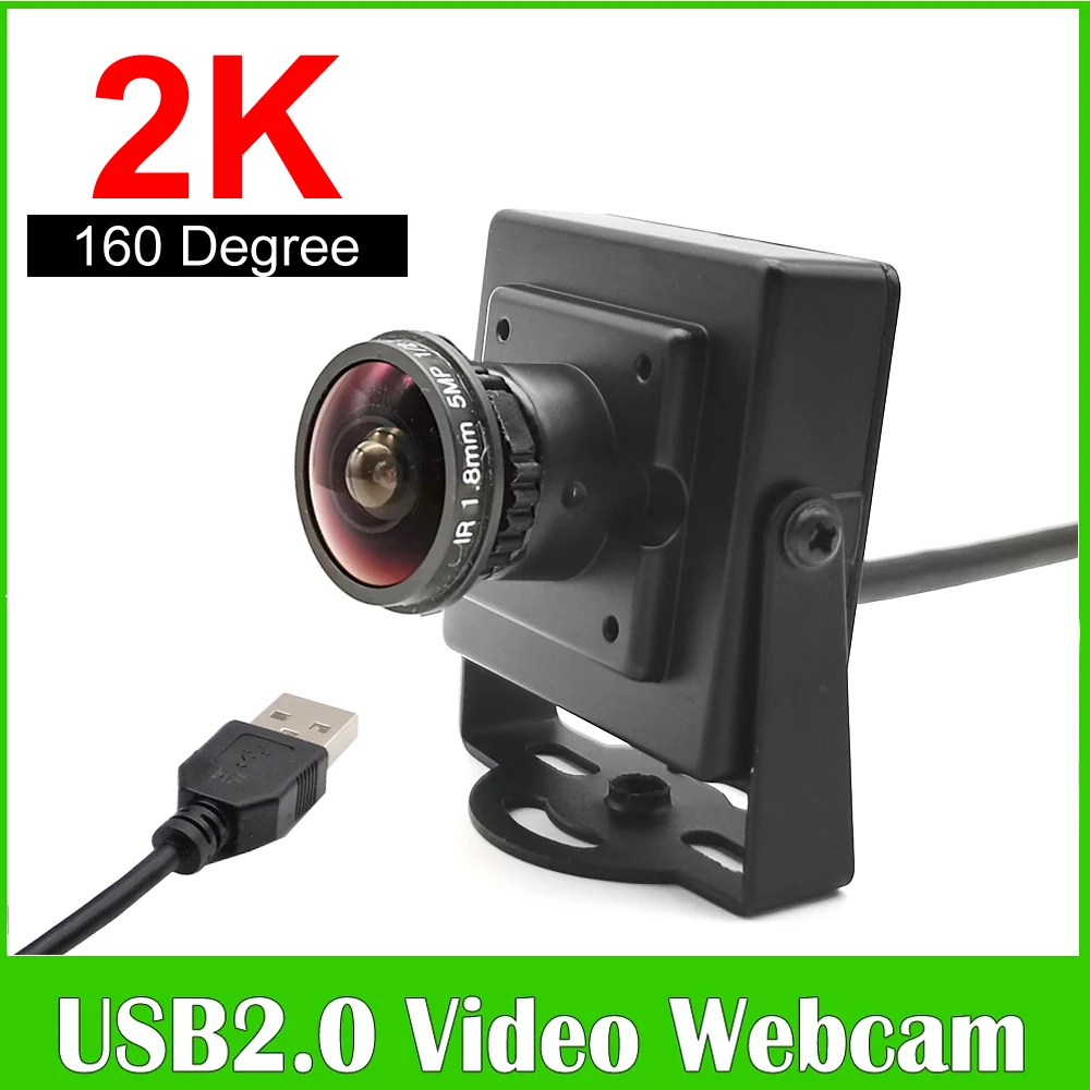 2K Full HD Webcam 160 degree Mini Metal Box UVC OTG USB Video Camera With 5MP 1.8ｍｍ Lens For Live Streaming Teaching