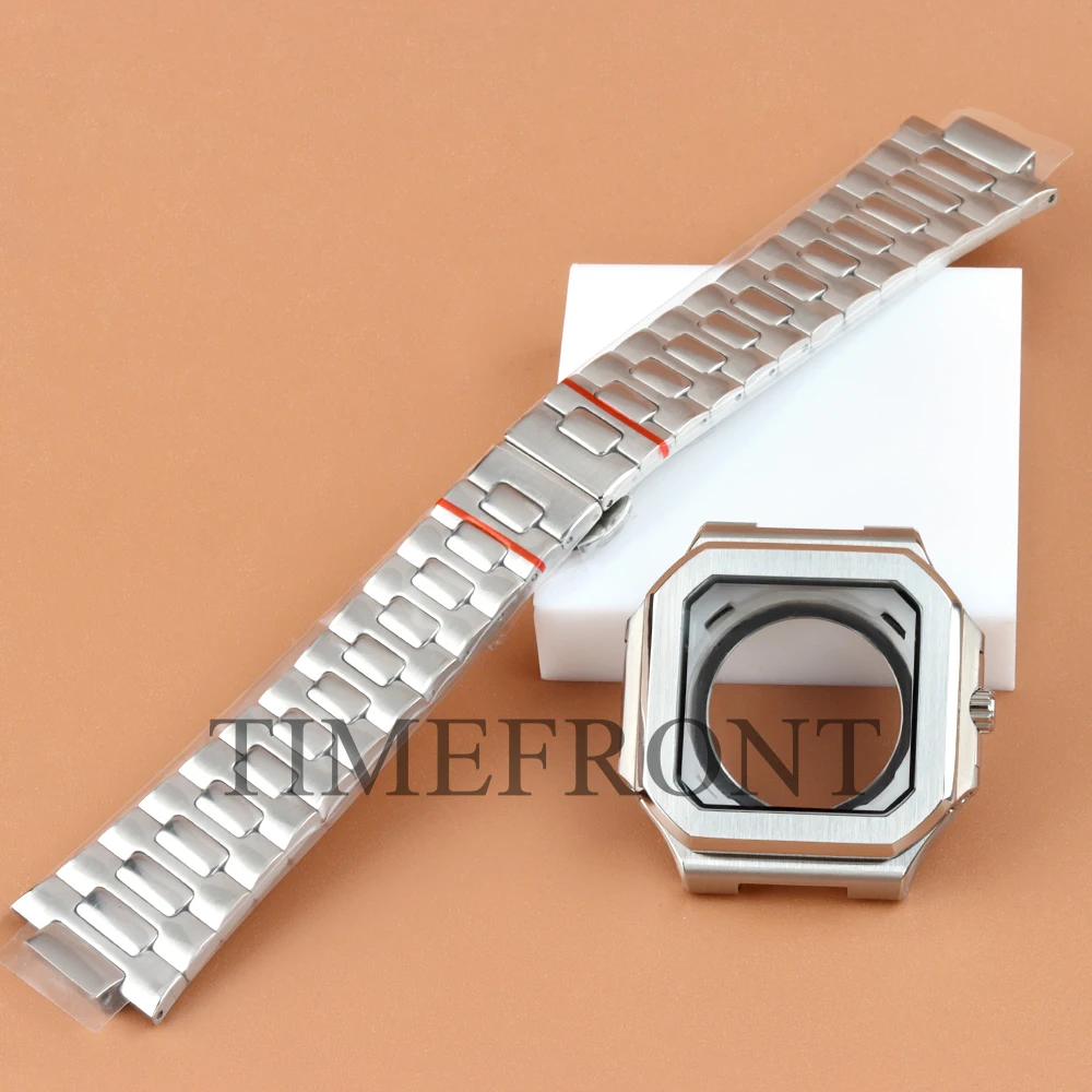 For Cubitus MOD NH35 38mm Square Watches Case Stainless Steel Bracelet Suitable Fit NH35 NH36 29.5mm Dial Sapphire Glass Part