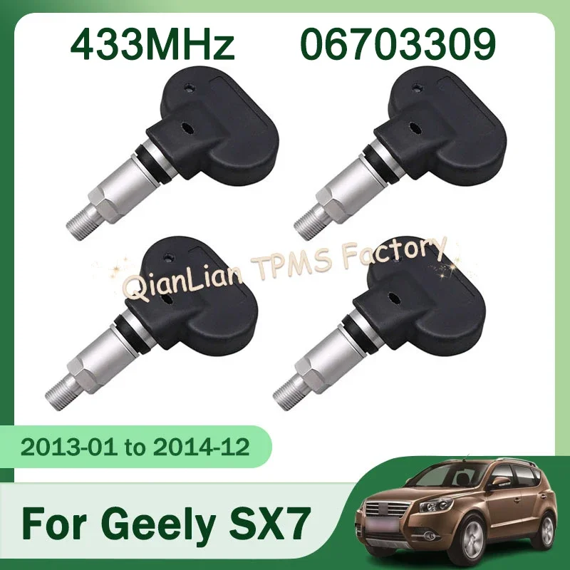 

1/4pcs 433MHz 06703309 Tyre Pressure Monitoring System TPMS Sensor For Geely SX7 SC6 EC7 Emgrand EV HEV